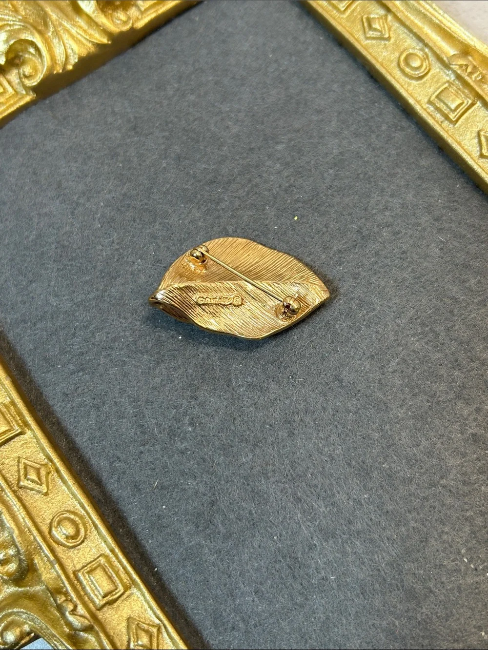 Vintage Amway Gold Leaf Brooch